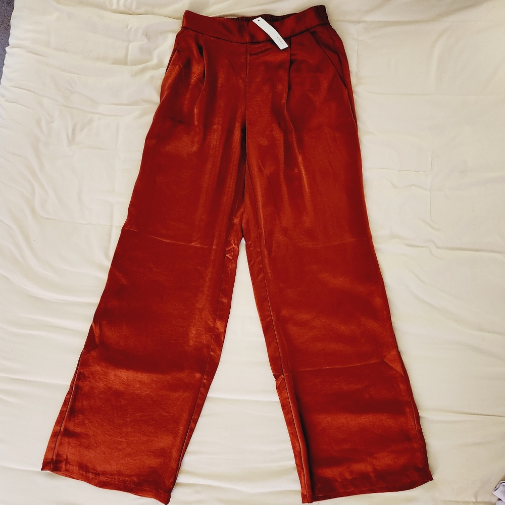New DREW Eva Terracotta Wide Leg Satin Boho Pants XS